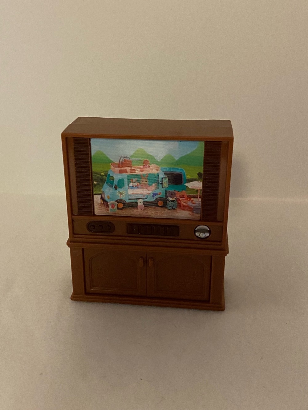 Retro TV Cabinet  in Brown with Colorful Screen